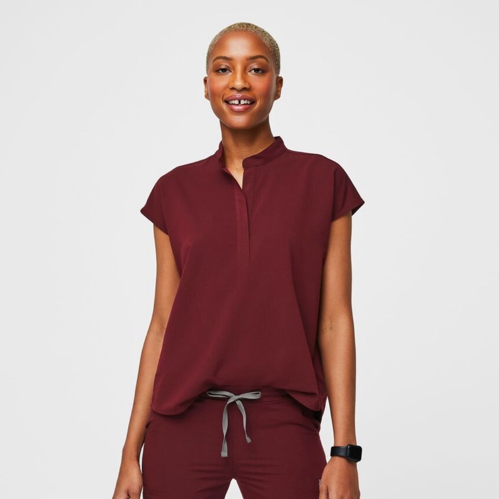 Figs Rafaela Oversized Scrub Top - Burgundy - Size L